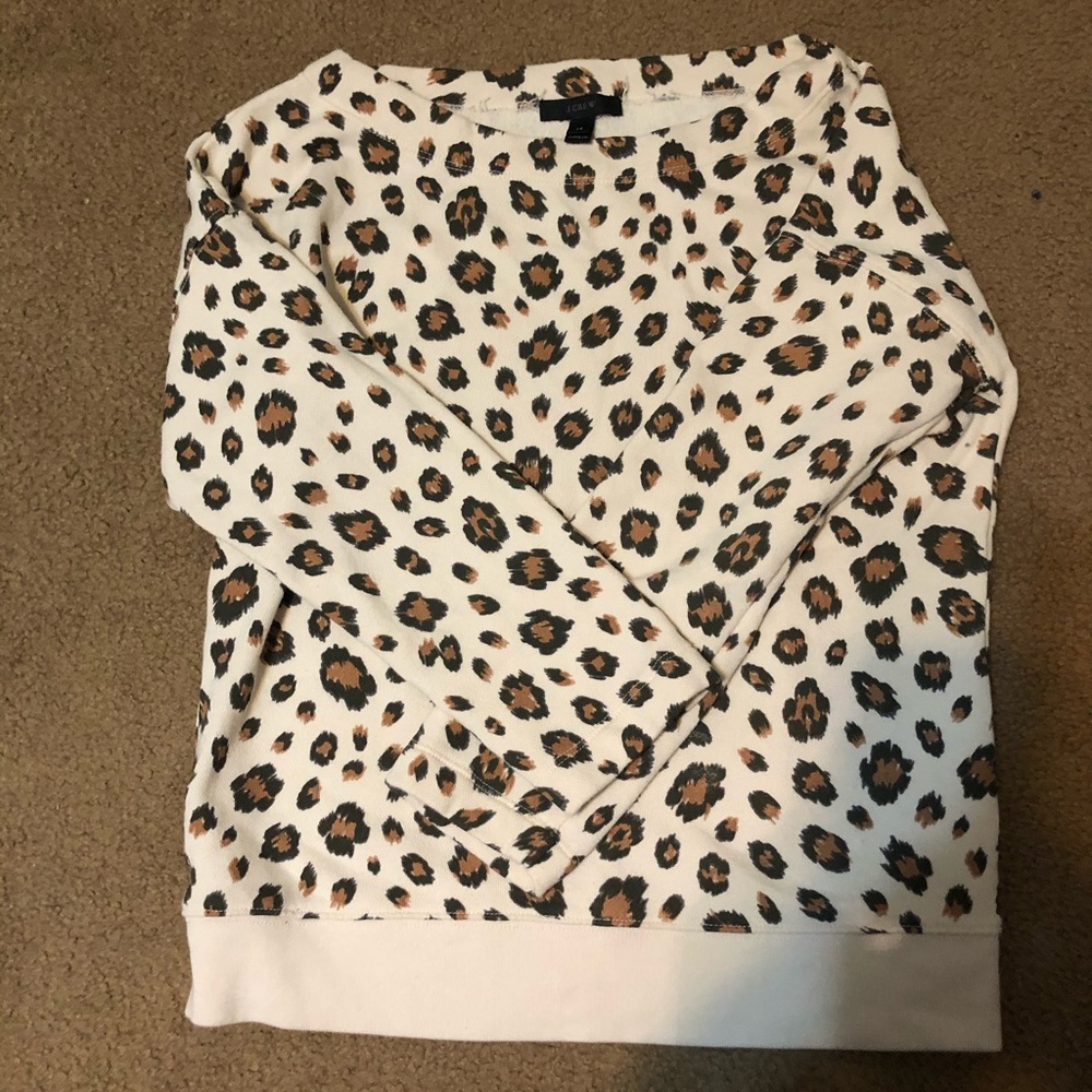 JCrew Pullover Crew Neck Sweatshirt - Leopard